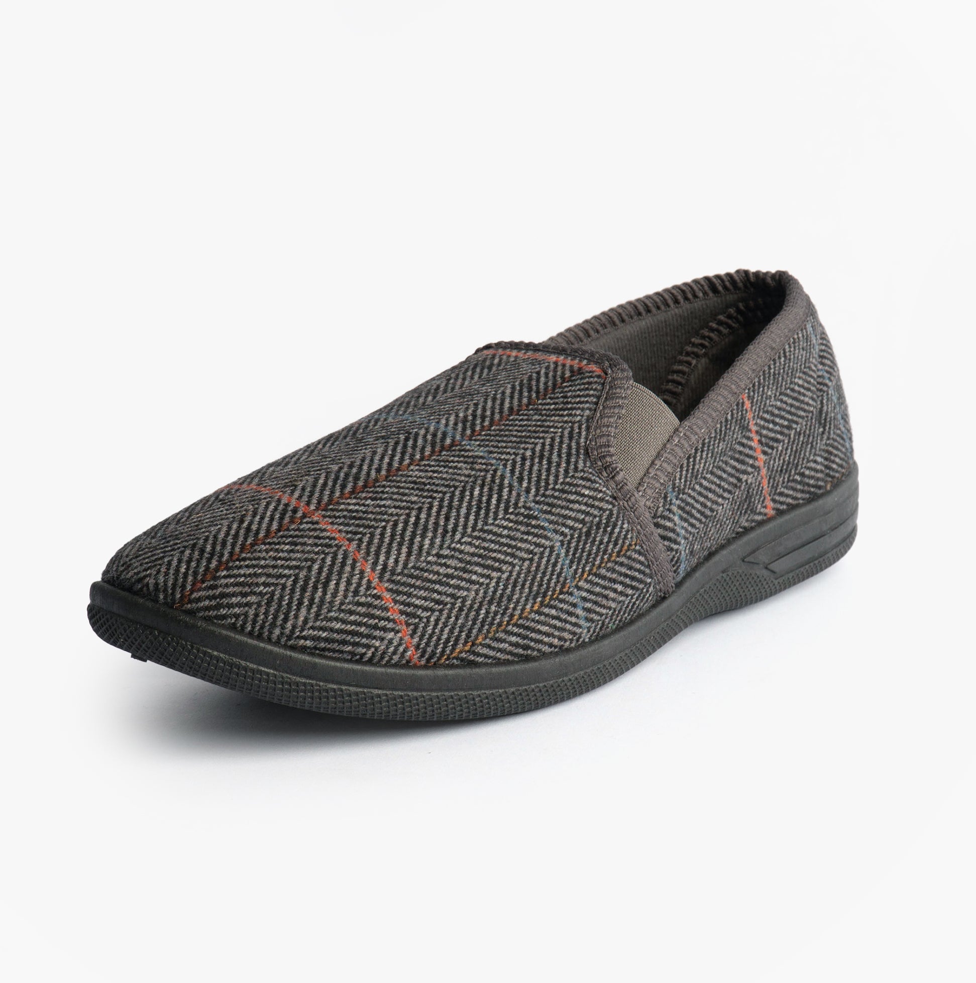 Zedzzz KENNY Mens Full Slippers Slippers Grey side view showing slip-on design and textile upper material.