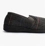 Zedzzz KENNY Mens Full Slippers Slippers Grey side view showing textile upper and flat sole.