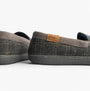 Zedzzz NEVILLE Mens Moccasins Slippers Grey side view showing textile upper and TPR sole details.