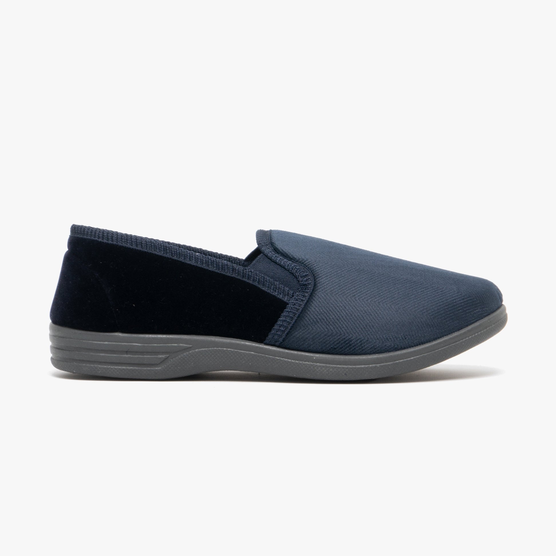 Zedzzz LEWIS Mens Full Slippers Navy/Grey