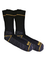 Dewalt HYDRO Unisex Socks Black/Yellow side view showing crew length design with wool and acrylic blend.