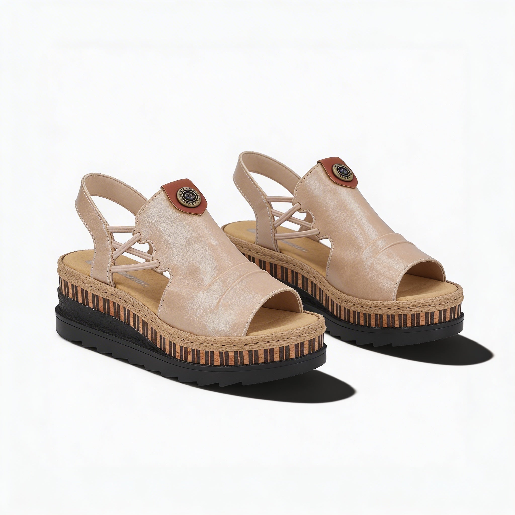 Rieker V7972-60 Womens Slingback Sandals Beige