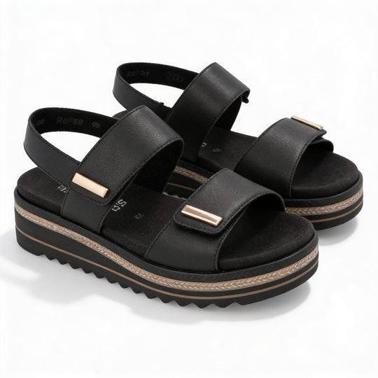 Remonte D0Q59 Womens Ankle Strap Sandals Black