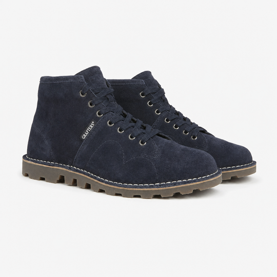 Grafters Unisex Suede Monkey Boots Navy
