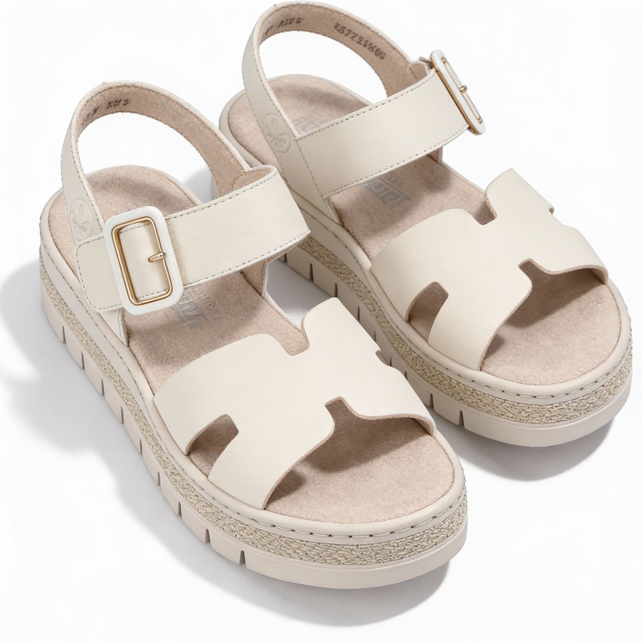 Rieker V4952 Womens Ankle Strap Sandals Beige