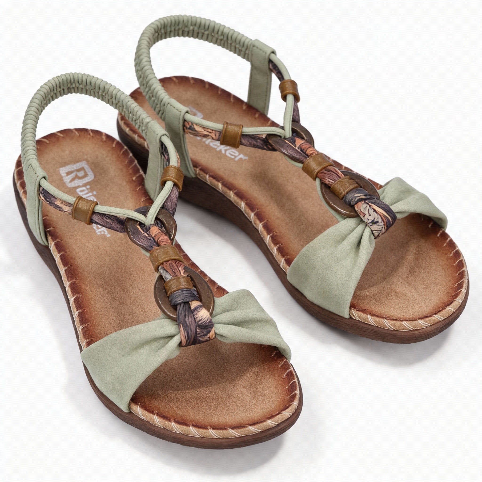 Rieker V7568 Womens Ankle Strap Sandals Green