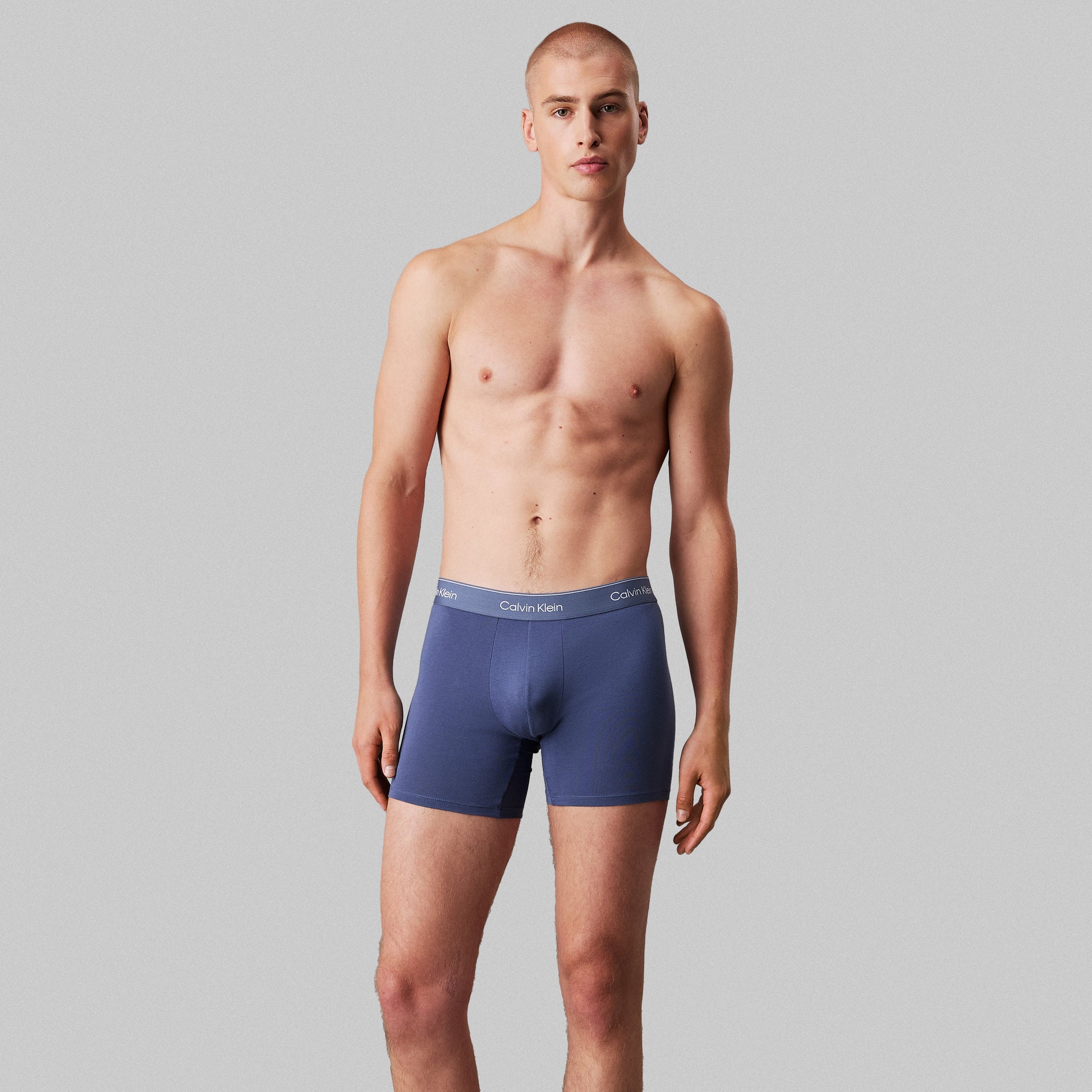 Calvin Klein ICON COTTON STRETCH Mens 3 Pack Boxer Briefs Multicoloured front view on model