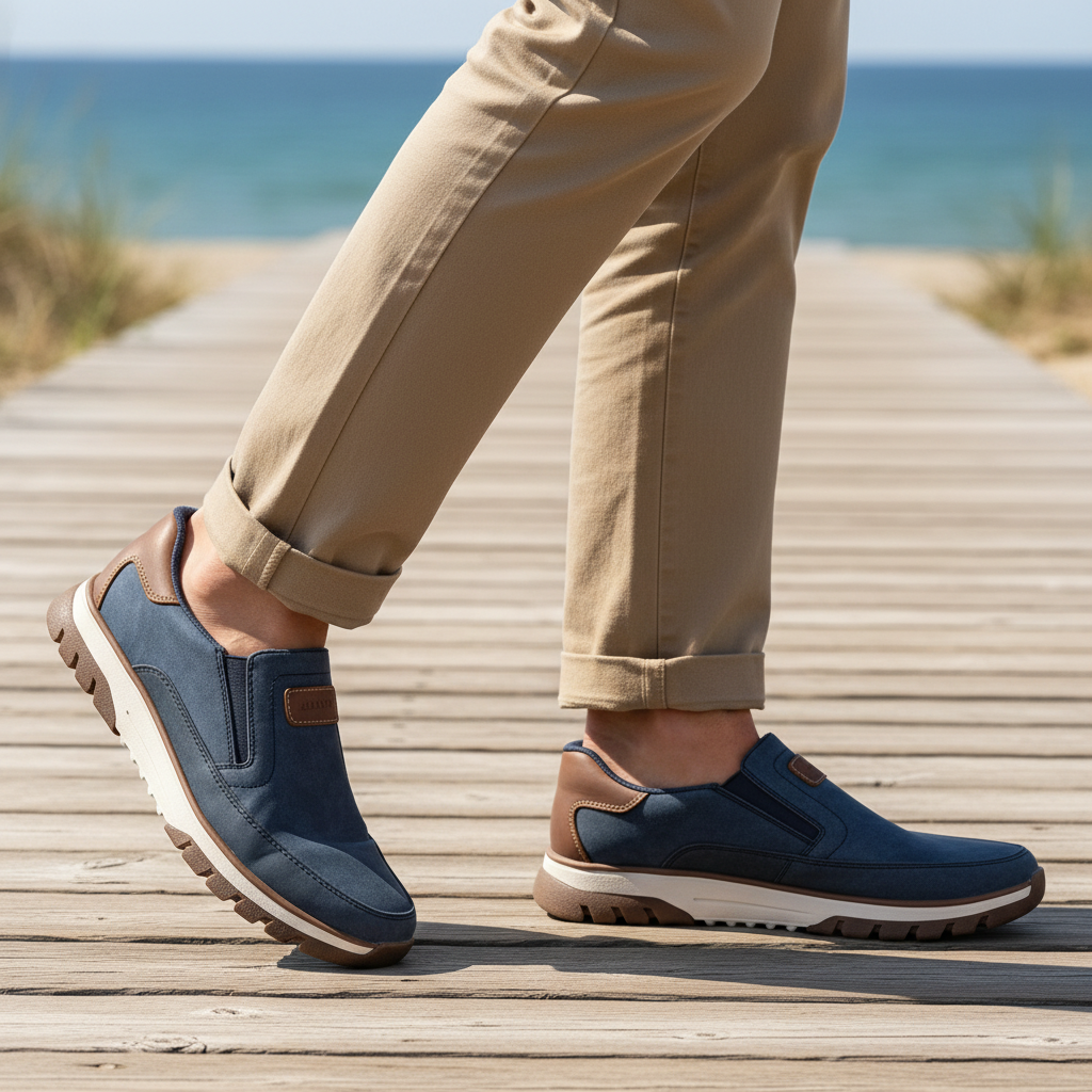 Rieker B9350 Mens Slip-On Trainers Blue