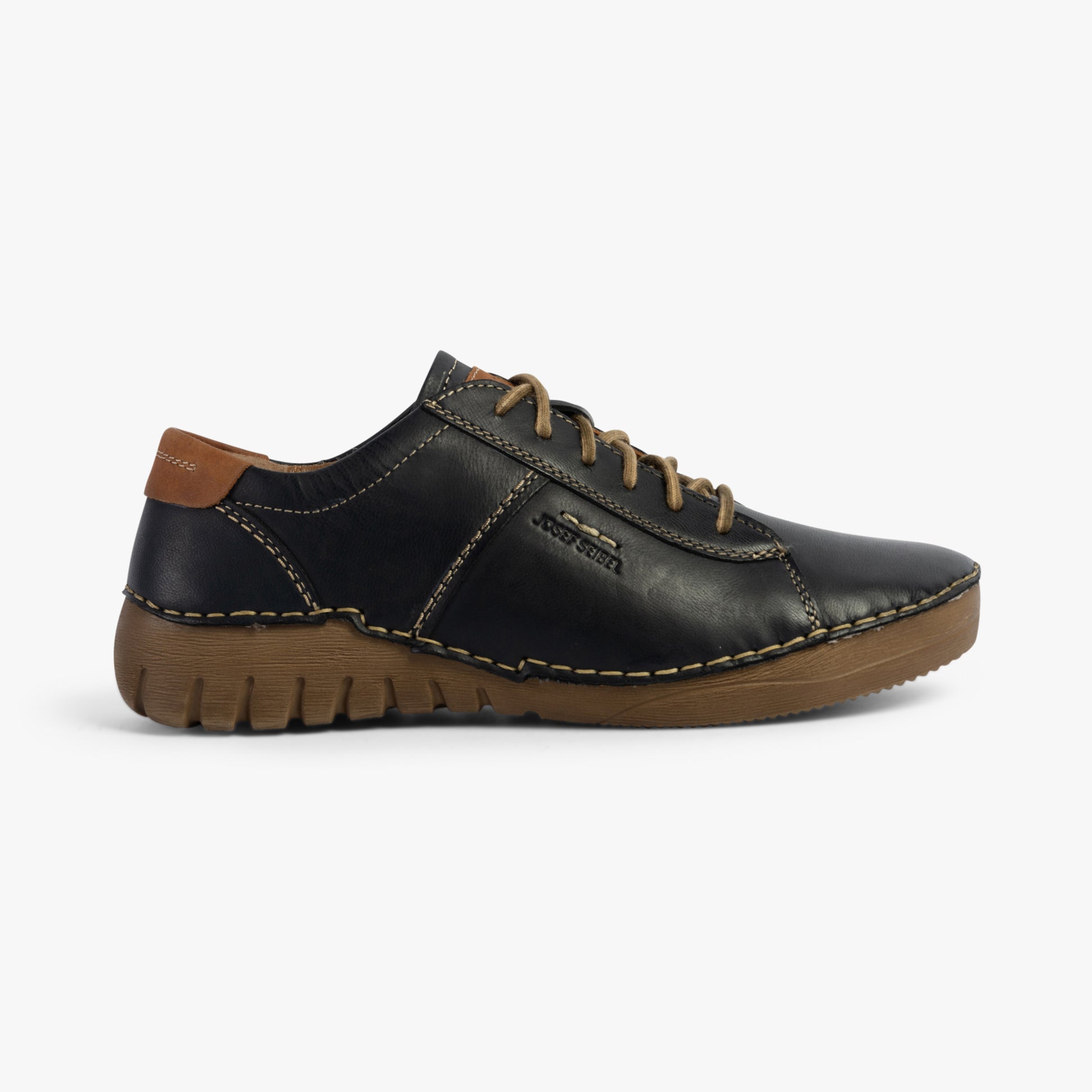 Josef Seibel FELICIA 02 Womens Shoes Ocean-Combi side view, leather comfort shoes with lace-up design and rubber sole.