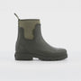 Mud Dogs BROOKE Womens Ankle Neoprene Wellies Dark Green side view of ankle wellies with rubber and neoprene material