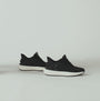 Kizik ATHENS 2.0 Womens Trainers Black side view showcasing the stylish black mesh upper and rubber sole.