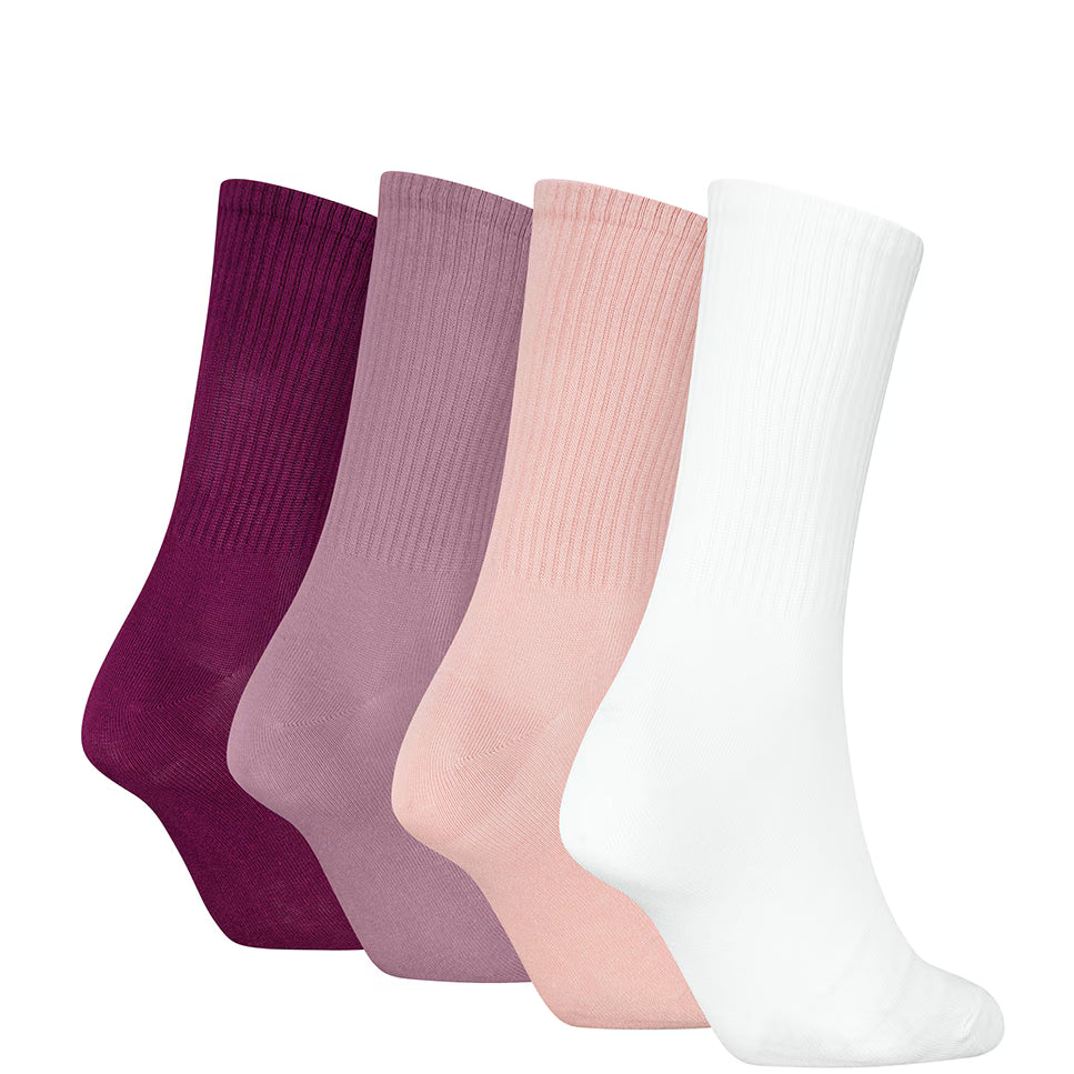 Calvin Klein 4 Pack Giftbox Monologo Womens Crew Socks Multicolour